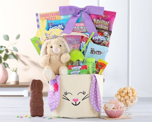 Easter Basket Tote Bag with Candy & Plush Bunny