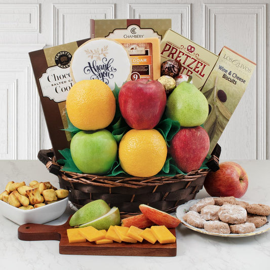 Gourmet Fruit, Cheese and Cracker Gift Basket