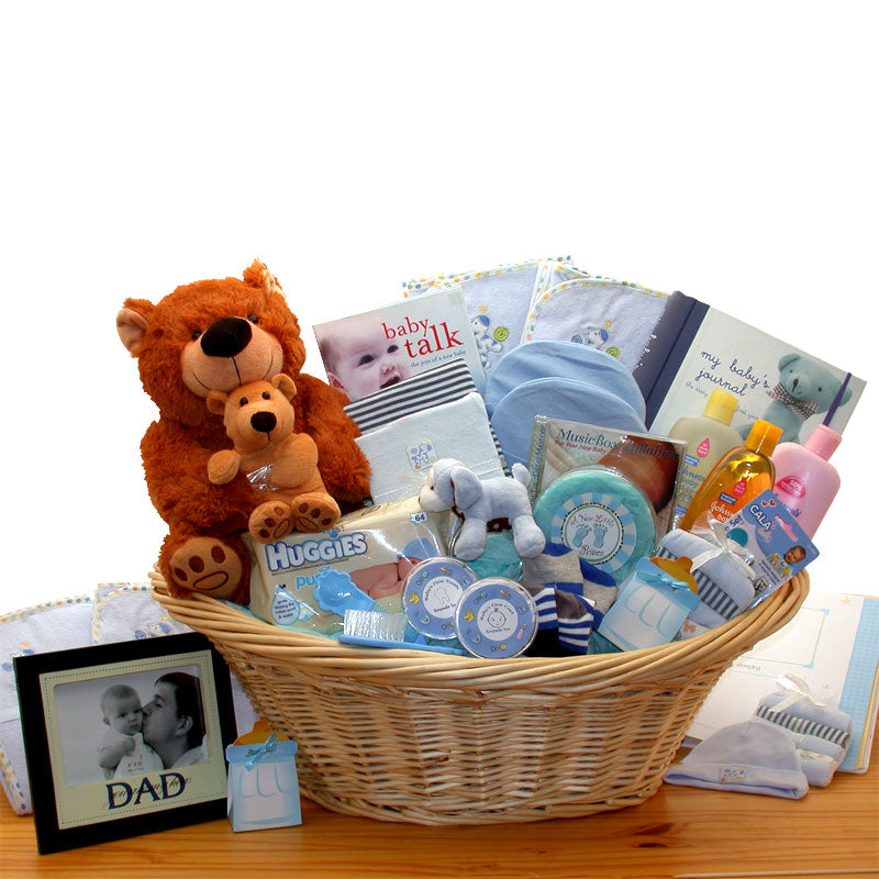 Deluxe Welcome Home Precious Baby Basket-Blue (Lg)