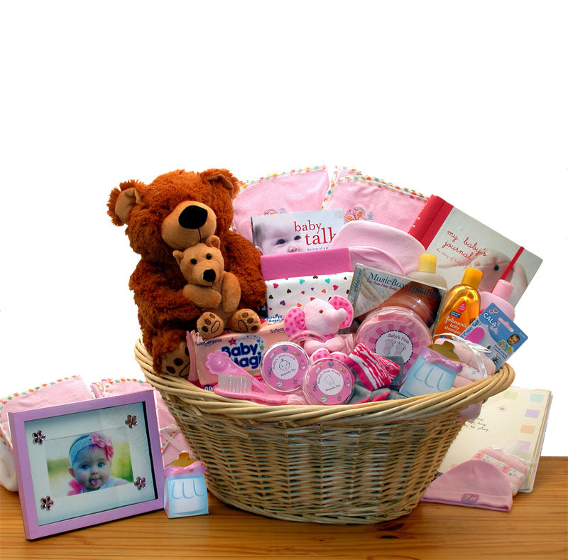 Deluxe Welcome Home Precious Baby Basket-Pink (Lg)