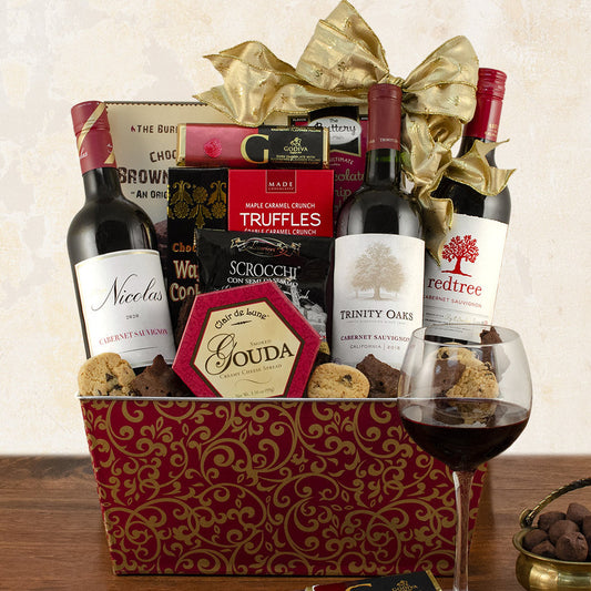 Cabernet Trio: Gourmet Red Wine Basket