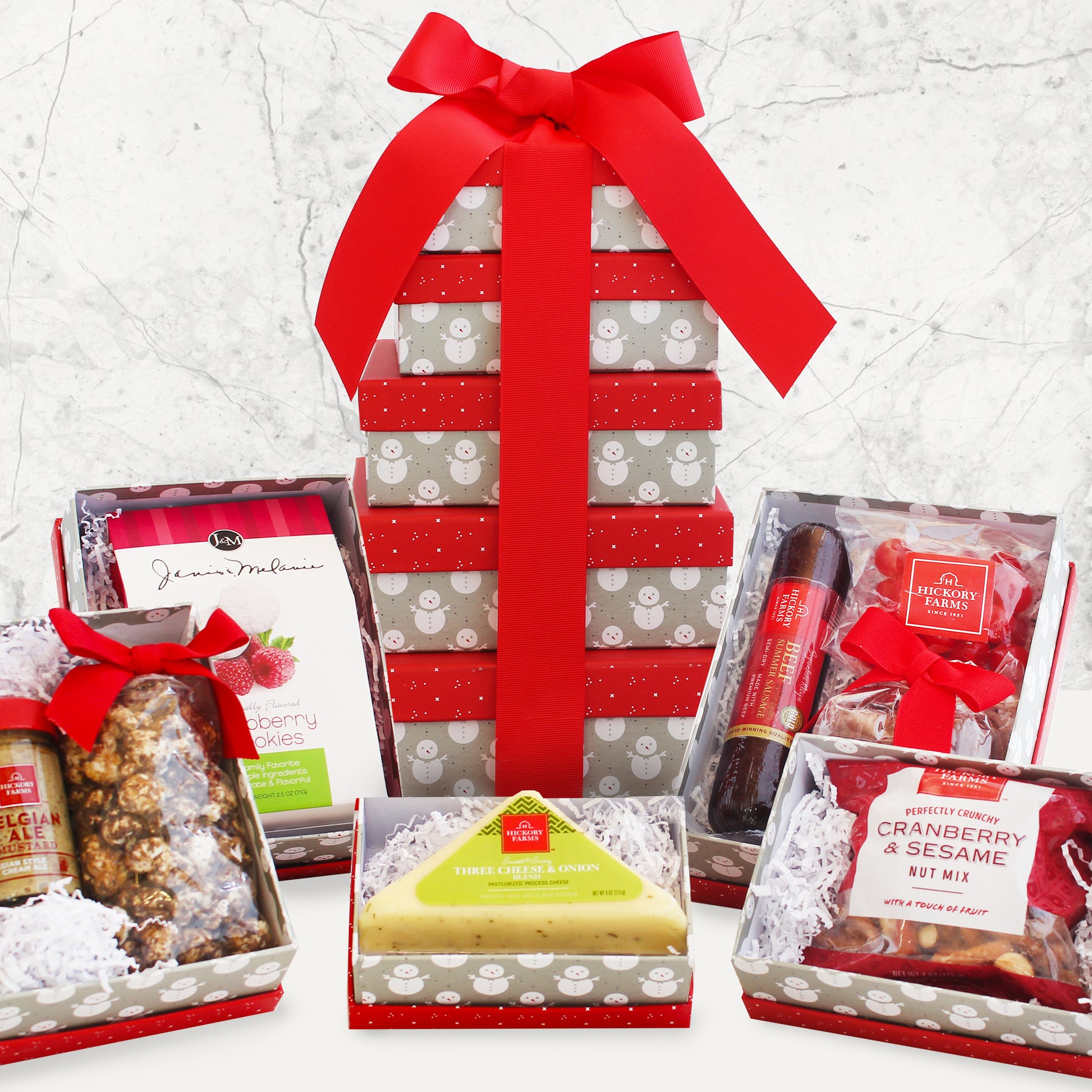 Snowflake Delights: Holiday Meat & Cheese Gift Tower