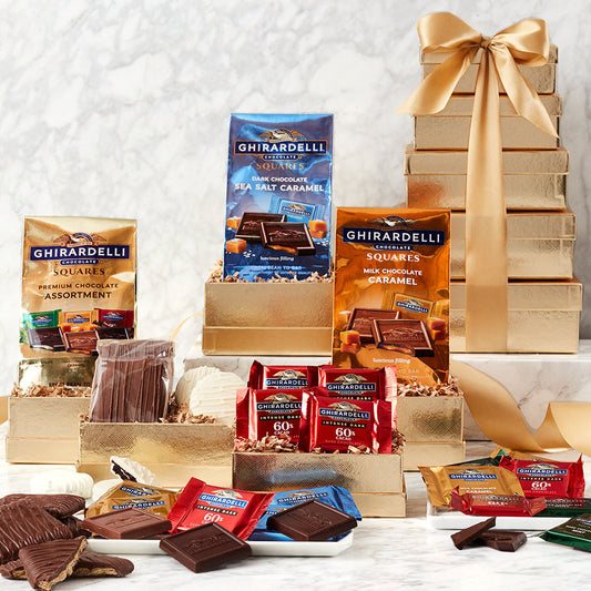 Golden Ghirardelli: Premium Chocolate Gift Tower