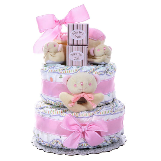 Baby Girl Two-Tier Diaper Cake