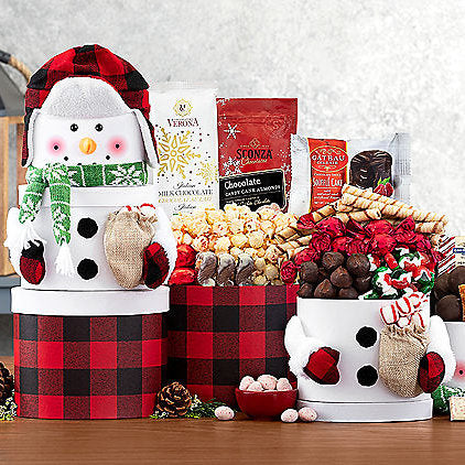 Snowman Sweets: Holiday Chocolate Gift Tower