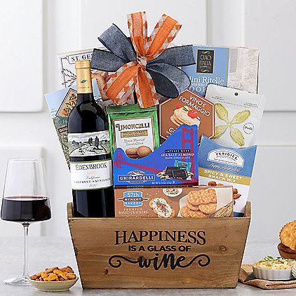 Happiness is a Glass of Wine: Red Wine Gift Basket