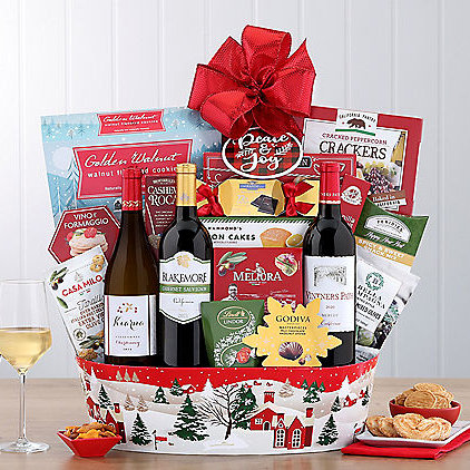 Holiday Red & White Trio: Festive Gift Basket