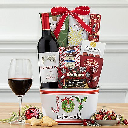 Vintners Path Merlot: Holiday Wine Gift Basket