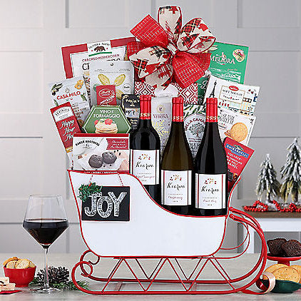 Kiarna Holiday Trio: Wine Sleigh Basket