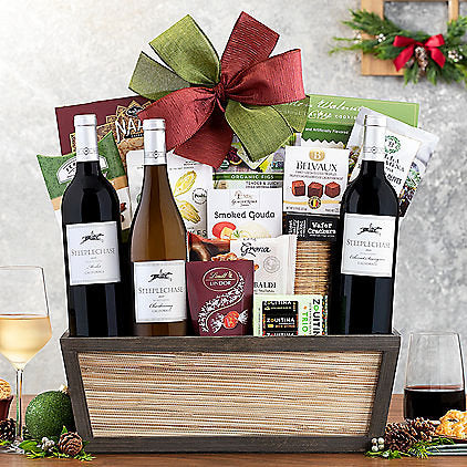 Steeplechase Red & White Trio: Wine Gift Basket