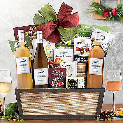 Steeplechase White & Rose Trio: Wine Gift Basket