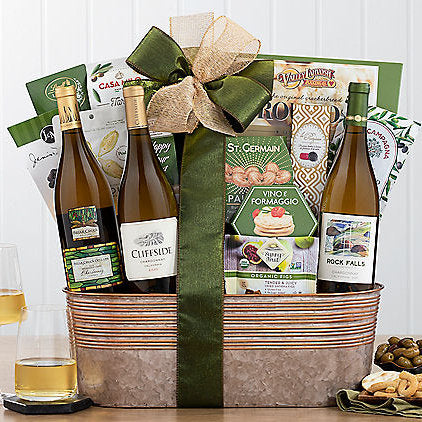 Chardonnay Trio: Gourmet Wine Basket