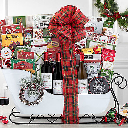 Vintners Path Collection: Holiday Sleigh Wine Basket