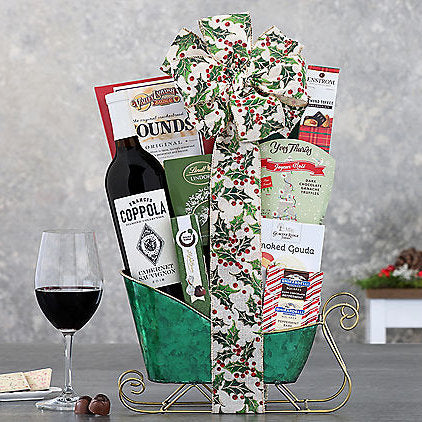 Francis Ford Coppola Cabernet: Holiday Wine Sleigh Basket