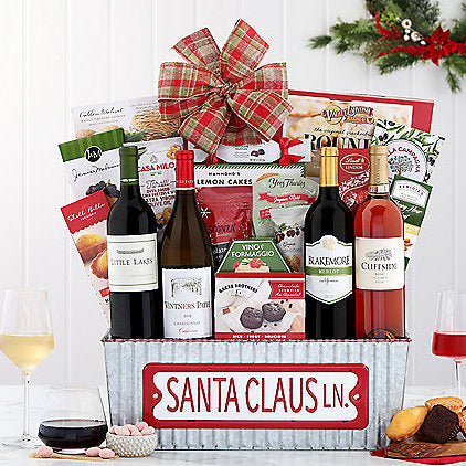 Santa Claus Lane Wine Collection: Holiday Gift Basket