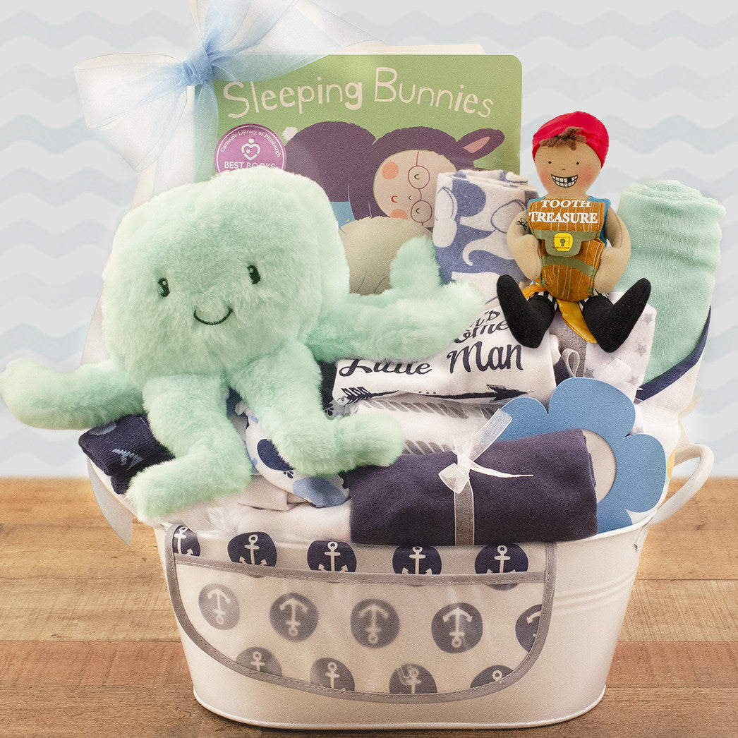 Welcome Home: Baby Boy Gift Basket