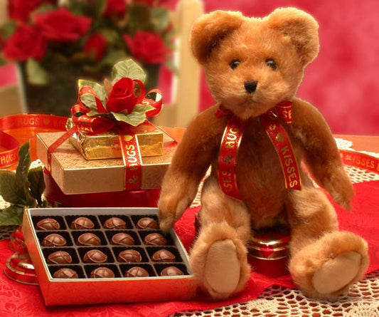 Valentine Hugs & Kisses Teddy Bear & Chocolates (Sm)
